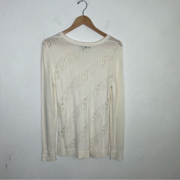Classiques Entier White Lightweight Distressed Cashmere Blend Sweater Size Med - Picture 2 of 14